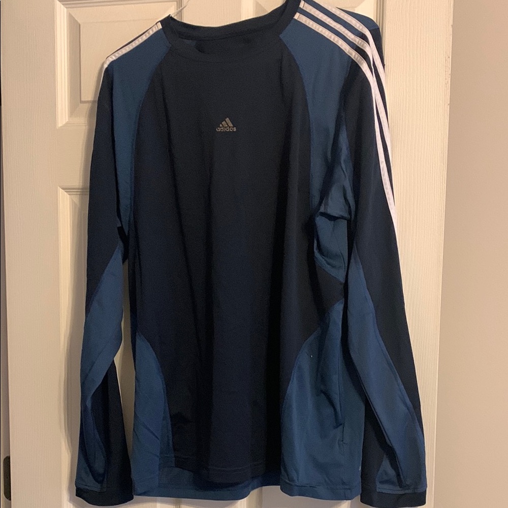 Adidas Dark Blue Long Sleeve with White Stripes